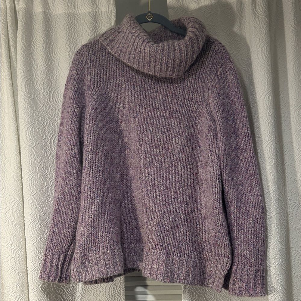 Talbots Heathered Lavender Cowl Neck Sweater Wool Silk Mohair Blend 1X